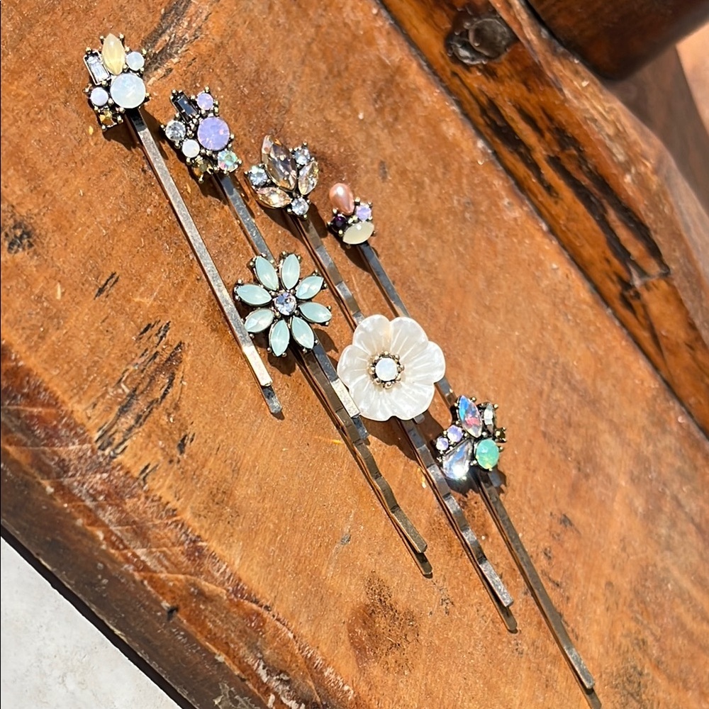New Gemstone Hair Bobby Pin Set, 7pc